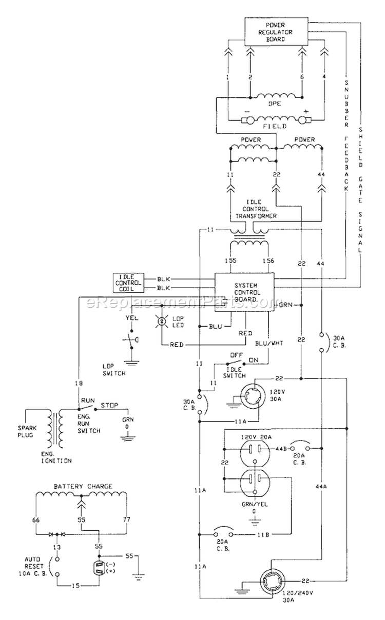 Page D Diagram and Parts List for 1314-0  Briggs and Stratton Generator